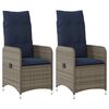 vidaXL 2 db sz&uuml;rke polyrattan d&ouml;nthető kerti sz&eacute;k p&aacute;rn&aacute;kkal