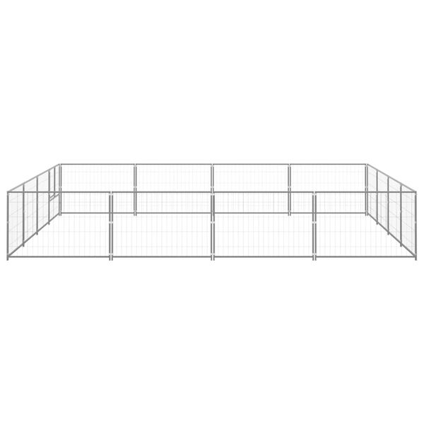 vidaXL ezüstszínű acél kutyakennel 16 m²