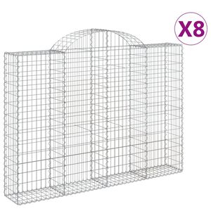 vidaXL 8 db &iacute;ves horganyzott vas gabion kos&aacute;r 200x30x140/160 cm
