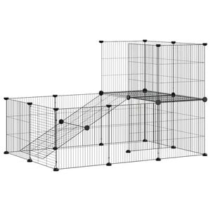 vidaXL 20 paneles fekete ac&eacute;l kis&aacute;llatketrec ajt&oacute;val 35 x 35 cm