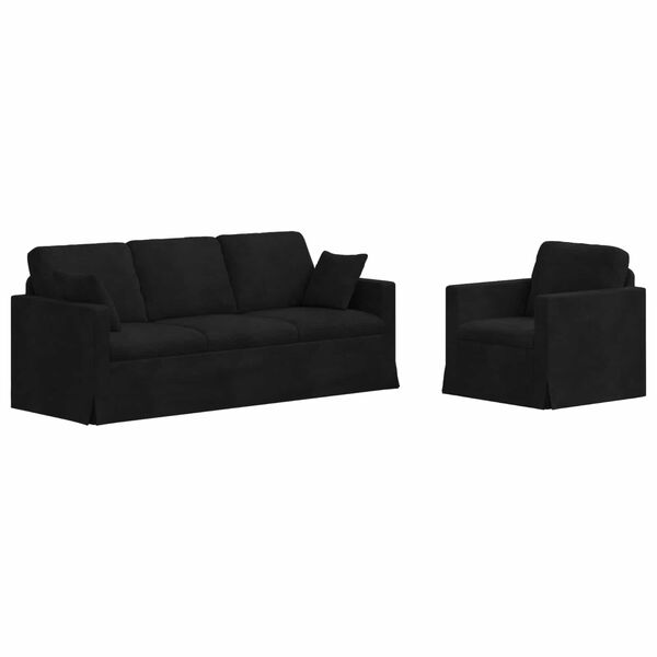vidaXL Kanap&eacute; 2 pcs Fekete 198 x 78 x 80 cm B&aacute;rsony