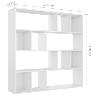 vidaXL magasfényű fehér forgácslap térelválasztó/szekrény 110x24x110