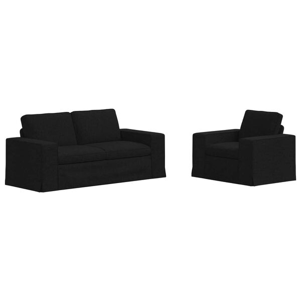 vidaXL Kanap&eacute; 2 pcs Fekete 182 x 80 x 82 cm sz&ouml;vet