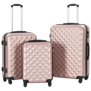 vidaXL 3 db roz&eacute;arany sz&iacute;nű kem&eacute;nyfal&uacute; ABS gurul&oacute;s bőr&ouml;nd