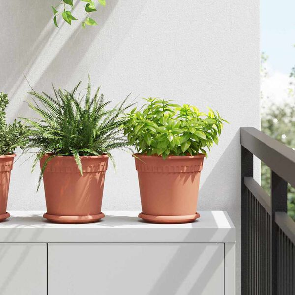 vidaXL Kerek Vir&aacute;gcser&eacute;p 24 pcs T&eacute;gla V&ouml;r&ouml;s &Oslash; 19 x 16 cm Műanyag