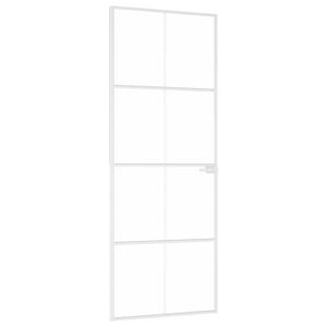 vidaXL feh&eacute;r edzett &uuml;veg &eacute;s alum&iacute;nium v&eacute;kony belt&eacute;ri ajt&oacute; 76x201,5 cm