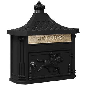 vidaXL Fali Postafi&oacute;k Fekete 40,5 x 16 x 45 cm &Ouml;nt&ouml;tt alum&iacute;nium