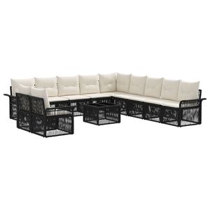vidaXL Kerti Kanap&eacute; Szett 12 pcs Fekete polirattan