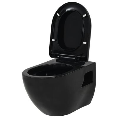 vidaXL fekete kerámia fali WC csésze