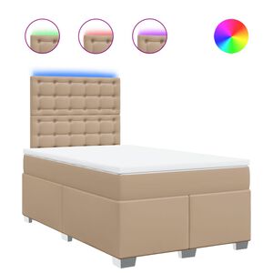 vidaXL cappuccino sz&iacute;nű műbőr rug&oacute;s &aacute;gy matraccal 120 x 190 cm