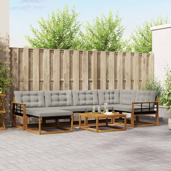 vidaXL K&uuml;lt&eacute;ri kanap&eacute; szett 7 pcs Term&eacute;szetes &eacute;s Vil&aacute;gossz&uuml;rke