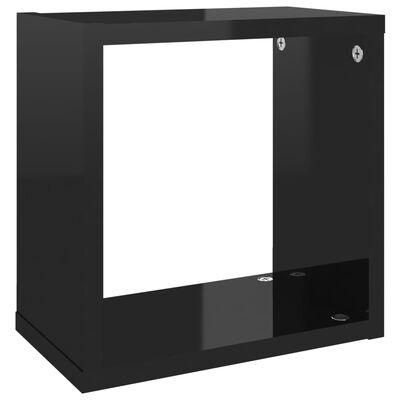vidaXL 4 db magasfényű fekete fali kockapolc 26 x 15 x 26 cm