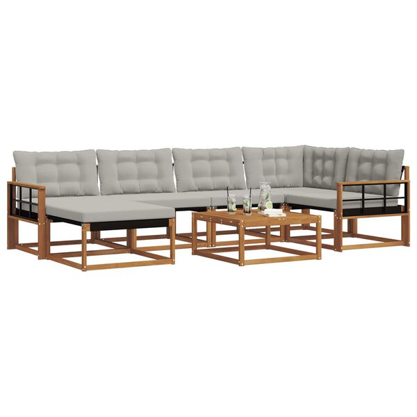 vidaXL K&uuml;lt&eacute;ri kanap&eacute; szett 7 pcs Term&eacute;szetes &eacute;s Vil&aacute;gossz&uuml;rke