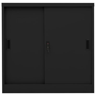 vidaXL fekete acél tolóajtós irodai szekrény 90 x 40 x 90 cm