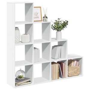 vidaXL 4 szintes feh&eacute;r fa elv&aacute;laszt&oacute; k&ouml;nyvespolc 131,5 x 29 x 131,5 cm