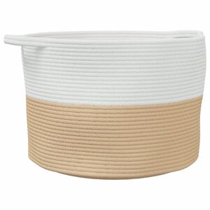 vidaXL b&eacute;zs-feh&eacute;r pamut szennyeskos&aacute;r &Oslash;55 x 36 cm