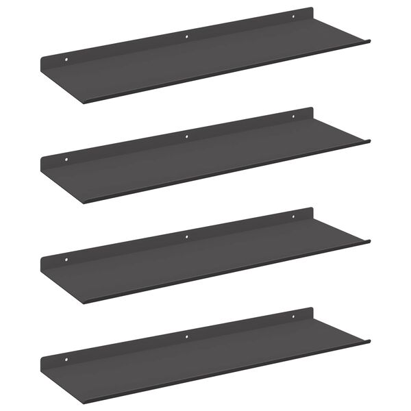 vidaXL Lebegő polc Falra szerelhető 4 pcs Fekete 60 x 18 x 2,5 cm Ac&eacute;l