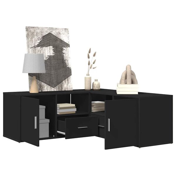 vidaXL fekete szerelt fa sarokszekr&eacute;ny 200x40x45 cm