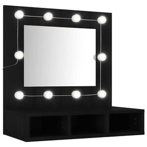 vidaXL fekete t&uuml;kr&ouml;s szekr&eacute;ny LED-ekkel 60 x 31,5 x 62 cm