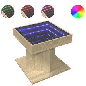 vidaXL sonoma t&ouml;lgy szerelt fa doh&aacute;nyz&oacute;asztal LED-del 50 x 50 x 45 cm