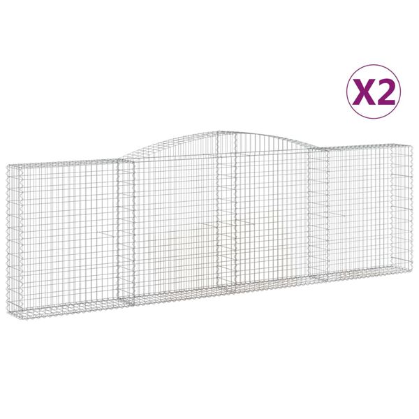 vidaXL 2 db íves horganyzott vas gabion kosár 400x30x120/140 cm