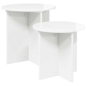 vidaXL Kisasztal k&eacute;szlet 2 db Magasf&eacute;nyű Feh&eacute;r &Oslash; 45 x 45 cm M&eacute;rn&ouml;ki fa