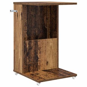 vidaXL Oldal asztal ker&eacute;kkel &Ouml;reg fa 40 x 35 x 60 cm Szerelt Fa