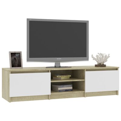 vidaXL fehér-sonoma színű forgácslap TV-szekrény 140 x 40 x 35,5 cm