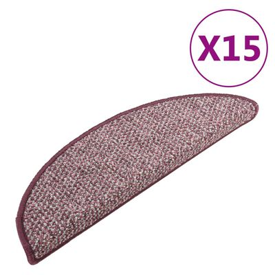 vidaXL 15 db lila lépcsőszőnyeg 56x17x3 cm