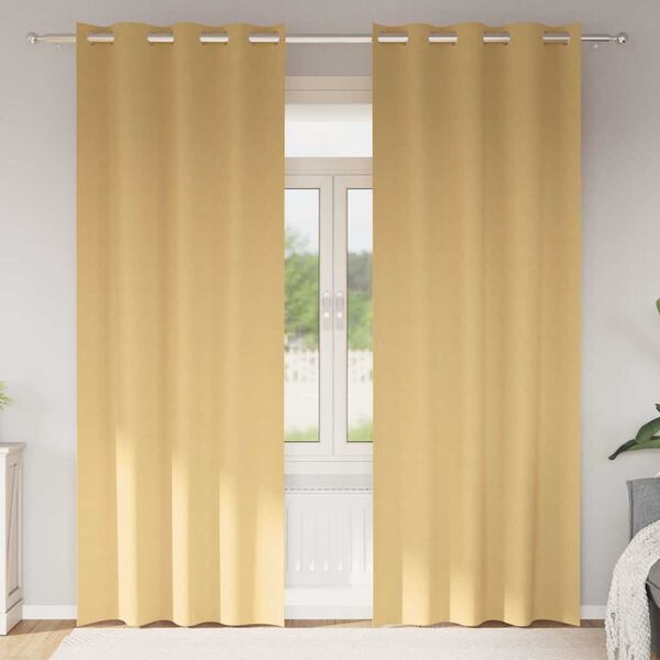 vidaXL Fekete Függöny Gyűrűkkel 2 pcs Bézs 245 x 140 cm Poliészter