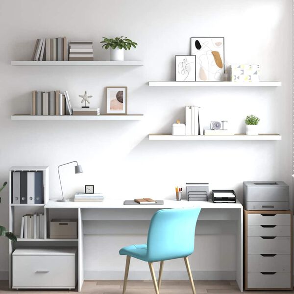 vidaXL 4 db t&ouml;lgysz&iacute;nű &eacute;s feh&eacute;r MDF lebegő fali polc 120x23,5x3,8 cm