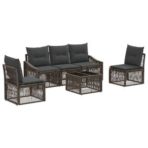 vidaXL Kerti Kanap&eacute; Szett 6 pcs Sz&uuml;rke polirattan