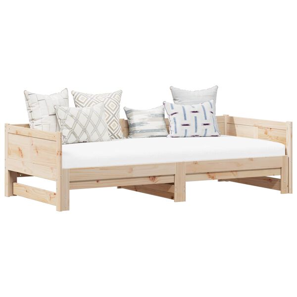 vidaXL Kih&uacute;zhat&oacute; nappali &aacute;gy Term&eacute;szetes 180 x 200 cm T&ouml;m&ouml;r fenyőfa