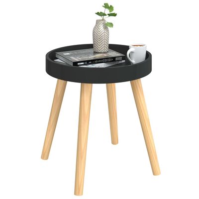 vidaXL 3 szintes fekete szerelt fa/tömör fenyőfa kisasztal 38x38x40 cm
