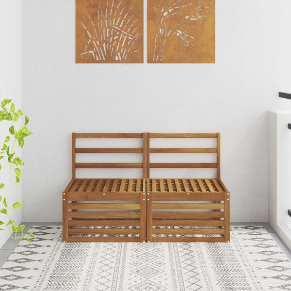 vidaXL 2 Darab K&uuml;lt&eacute;ri k&ouml;z&eacute;pső kanap&eacute; T&ouml;m&ouml;r Ak&aacute;cfa Term&eacute;szetes