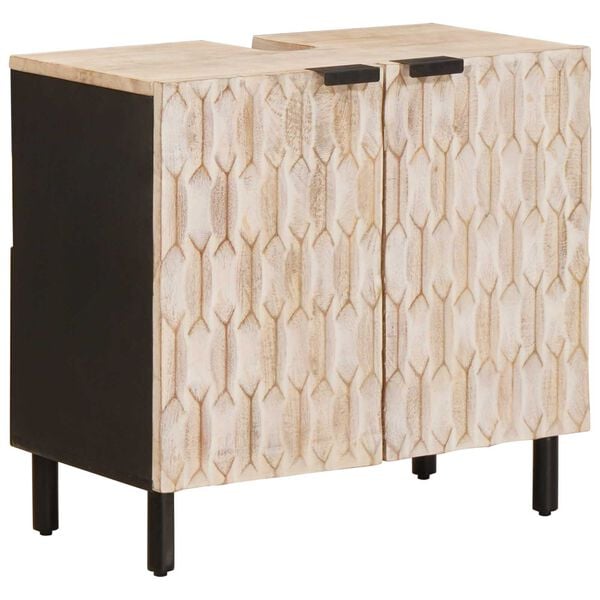 vidaXL F&uuml;rdőszobai mosd&oacute;szekr&eacute;ny Feh&eacute;r 62 x 33 x 58 cm T&ouml;m&ouml;r Mang&oacute;f&aacute;t