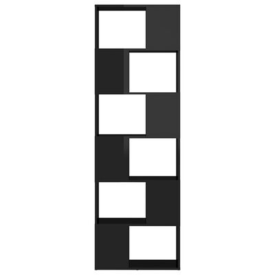 vidaXL magasfényű fekete térelválasztó könyvszekrény 60 x 24 x 186 cm