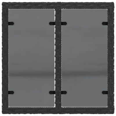 vidaXL fekete polyrattan üveglapos kerti asztal 55 x 55 x 37 cm