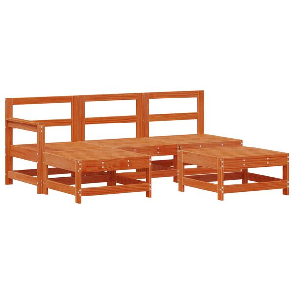 vidaXL Kerti lounge szett 5 pcs Viaszbarna T&ouml;m&ouml;r fenyő