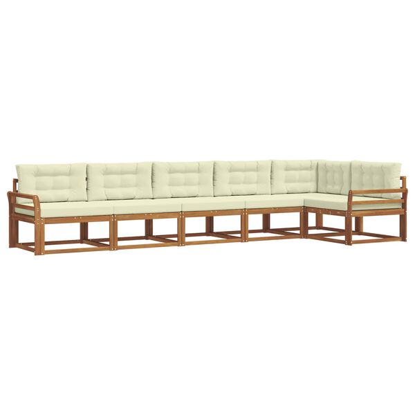 vidaXL K&uuml;lt&eacute;ri kanap&eacute; szett p&aacute;rn&aacute;val 6 pcs Term&eacute;szetes &eacute;s kr&eacute;msz&iacute;nű