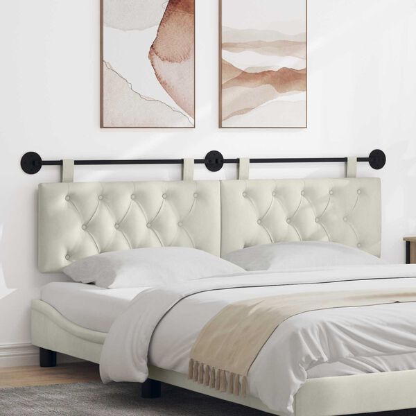 vidaXL Fali Fejt&aacute;mla Falra szerelhető Kr&eacute;m 190 x 55 x 7 cm B&aacute;rsony