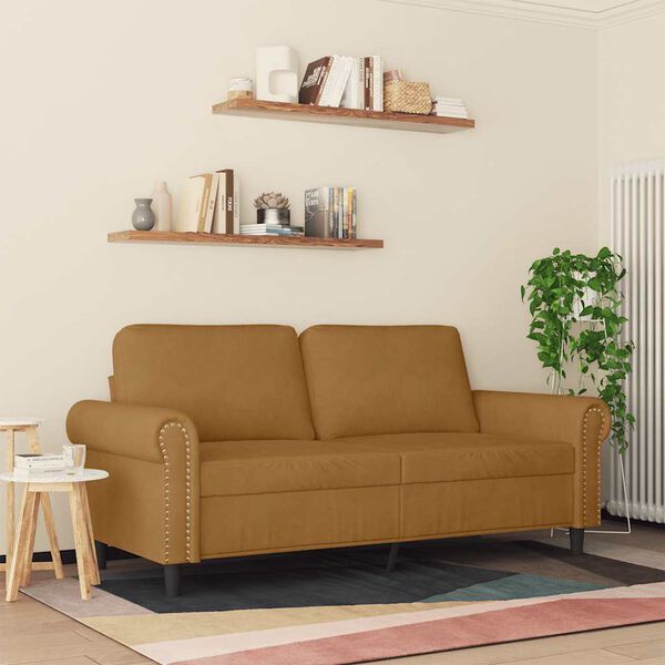 vidaXL kétszemélyes barna bársony kanapé 140 cm