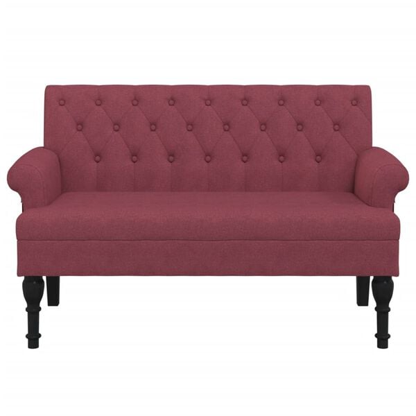 vidaXL bordó szövet pad háttámlával 120 x 62 x 75,5 cm