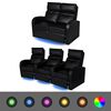 vidaXL 2 db d&ouml;nthető t&aacute;ml&aacute;j&uacute; LED-es műbőr fotel 2+3 szem&eacute;lyes fekete
