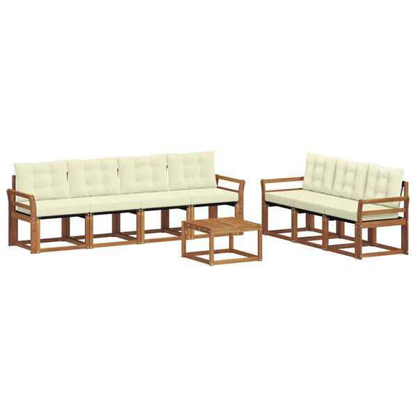 vidaXL K&uuml;lt&eacute;ri kanap&eacute; szett p&aacute;rn&aacute;val 8 pcs Term&eacute;szetes &eacute;s kr&eacute;msz&iacute;nű