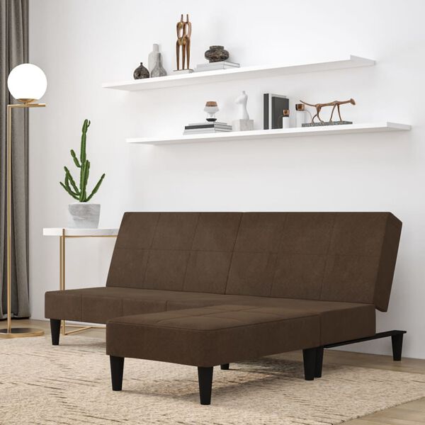 vidaXL k&eacute;tszem&eacute;lyes barna mikrosz&aacute;las kanap&eacute;&aacute;gy l&aacute;btart&oacute;val