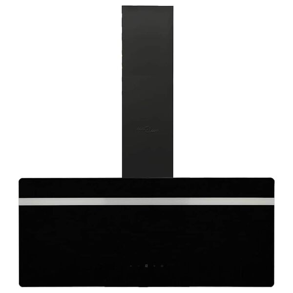 vidaXL fekete ac&eacute;l &eacute;s edzett &uuml;veg fali p&aacute;raelsz&iacute;v&oacute; 90 cm