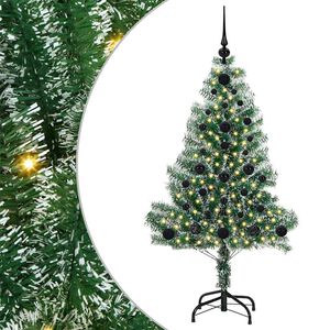 vidaXL Mű kar&aacute;csonyi fa h&oacute;val bor&iacute;tva LED f&eacute;nyekkel 150 LED-del 120 cm