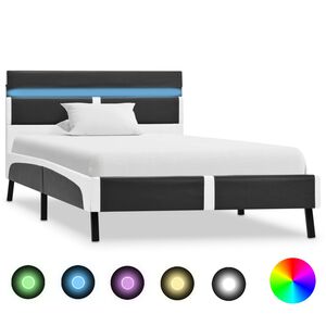vidaXL sz&uuml;rke LED-es műbőr &aacute;gykeret 90 x 200 cm