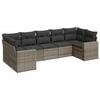 vidaXL 7 r&eacute;szes sz&uuml;rke polyrattan kerti &uuml;lőgarnit&uacute;ra p&aacute;rn&aacute;kkal